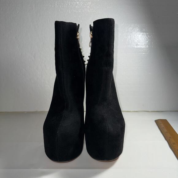 Round Toe High Platform Stiletto Heels Rivets Decor Side Zip Ankle Boots Size 8 - Picture 1 of 12